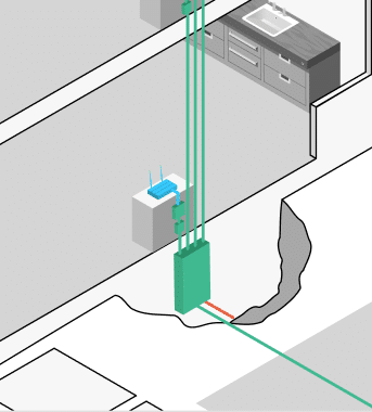 Verlegung von Glasfaserleitungen in einem modernen Wohnraum für schnelles Internet von Unsere Grüne Glasfaser.